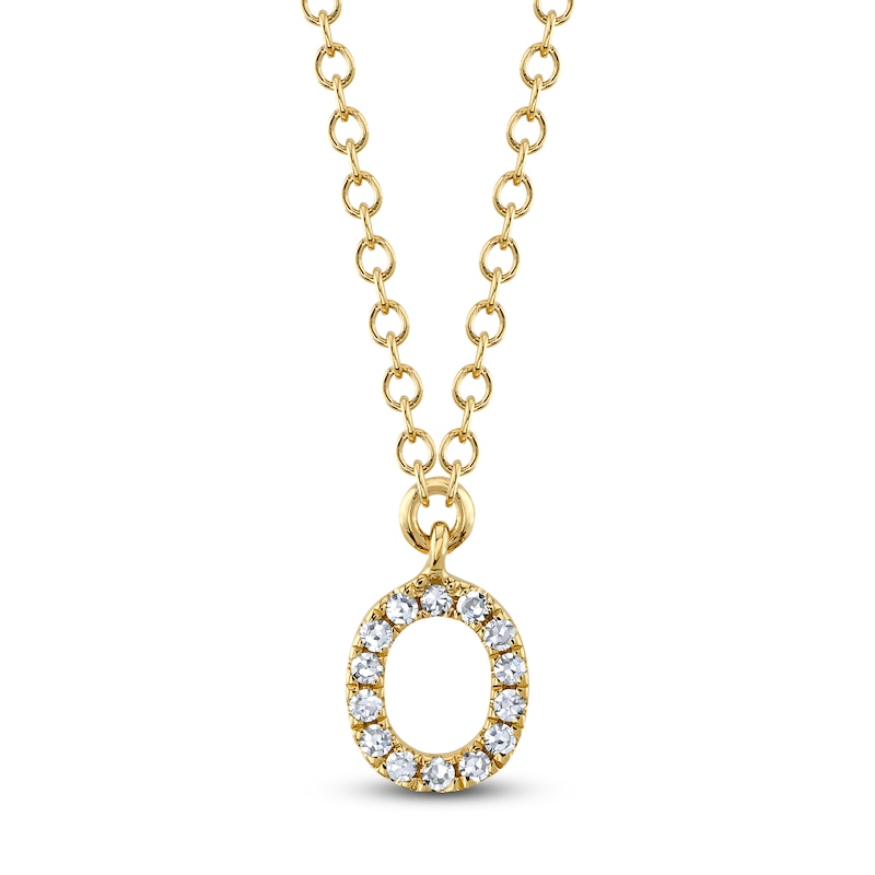 Main Image 1 of Shy Creation Diamond Initial O Necklace 1/20 ct tw 14K Yellow Gold 18" J-SC55007904-O