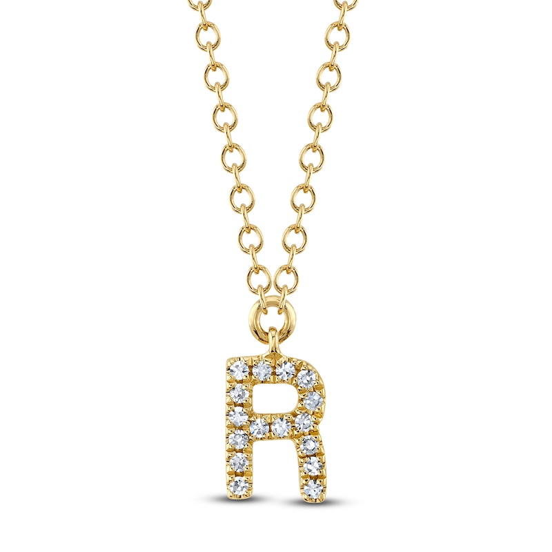 Main Image 1 of Shy Creation Diamond Initial R Necklace 1/20 ct tw 14K Yellow Gold 18" J-SC55007904-R