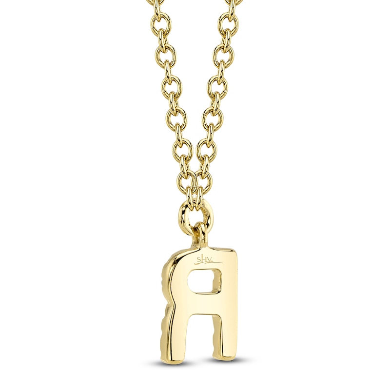 Main Image 3 of Shy Creation Diamond Initial R Necklace 1/20 ct tw 14K Yellow Gold 18" J-SC55007904-R