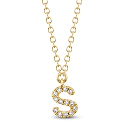 Shy Creation Diamond Initial S Necklace 1/20 ct tw 14K Yellow Gold 18" J-SC55007904-S
