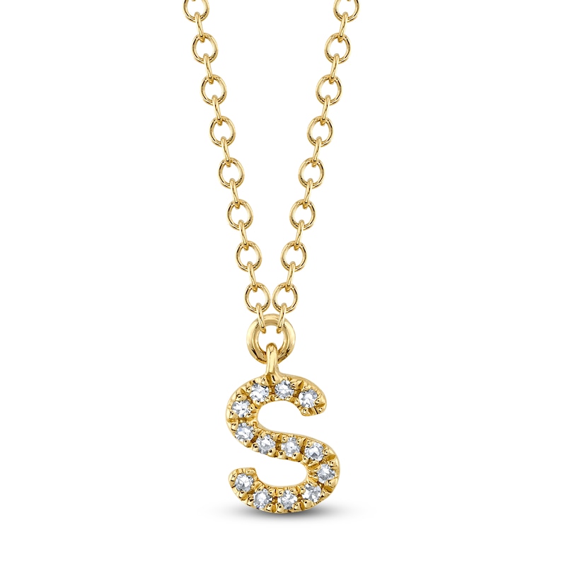 Main Image 1 of Shy Creation Diamond Initial S Necklace 1/20 ct tw 14K Yellow Gold 18" J-SC55007904-S