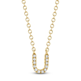 Shy Creation Diamond Accent Initial U Necklace 14K Yellow Gold 18" J-SC55007904-U