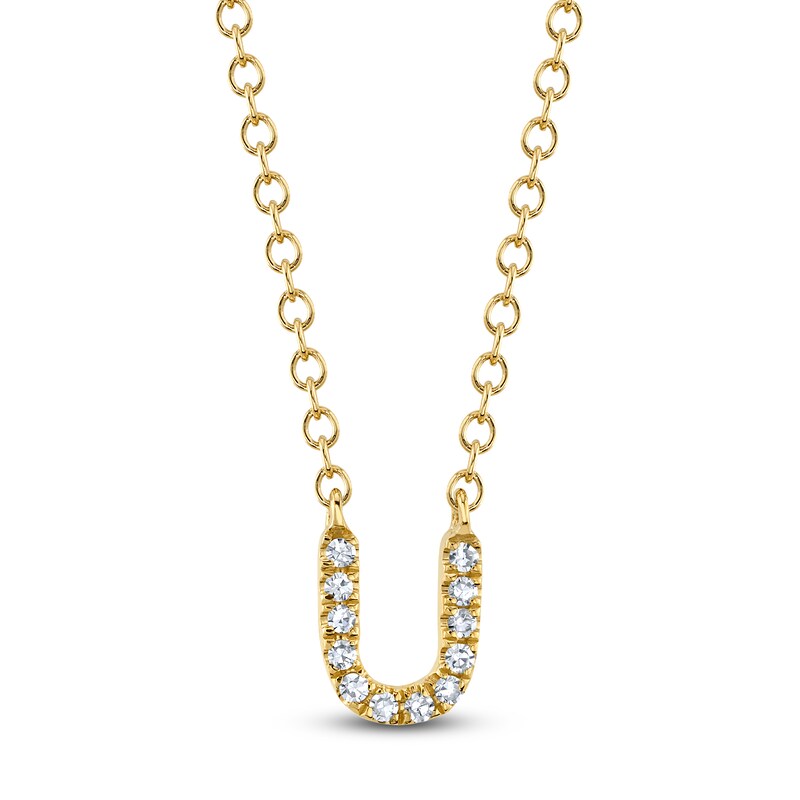 Main Image 1 of Shy Creation Diamond Accent Initial U Necklace 14K Yellow Gold 18" J-SC55007904-U