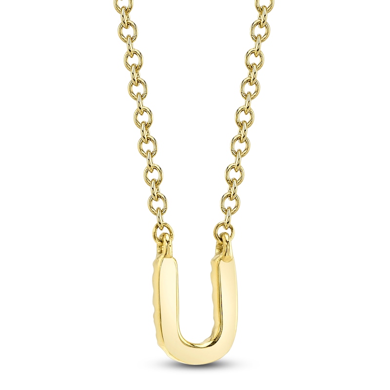 Main Image 3 of Shy Creation Diamond Accent Initial U Necklace 14K Yellow Gold 18" J-SC55007904-U