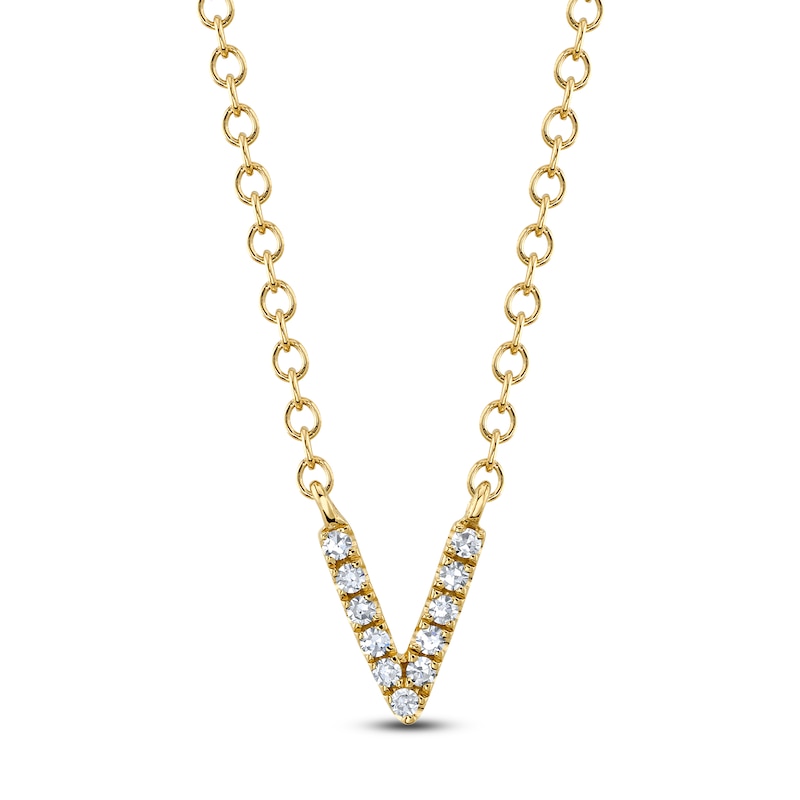 Main Image 1 of Shy Creation Diamond Accent Initial V Necklace 14K Yellow Gold 18" J-SC55007904-V