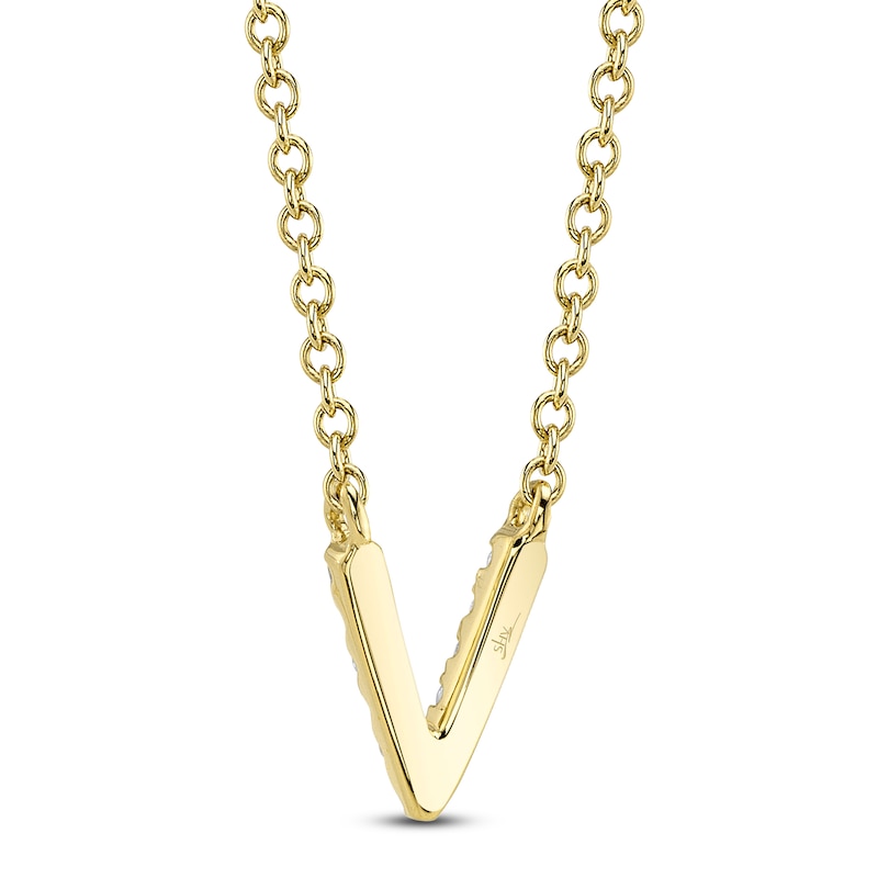 Main Image 3 of Shy Creation Diamond Accent Initial V Necklace 14K Yellow Gold 18" J-SC55007904-V