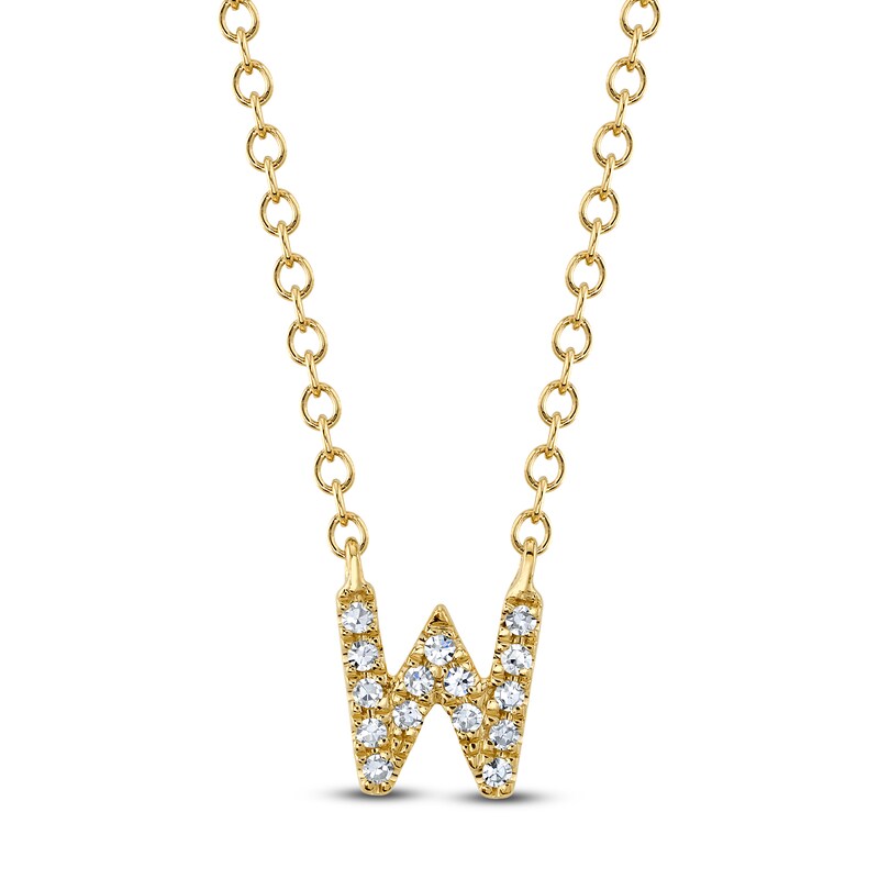 Main Image 1 of Shy Creation Diamond Initial W Necklace 1/20 ct tw 14K Yellow Gold 18" J-SC55007904-W