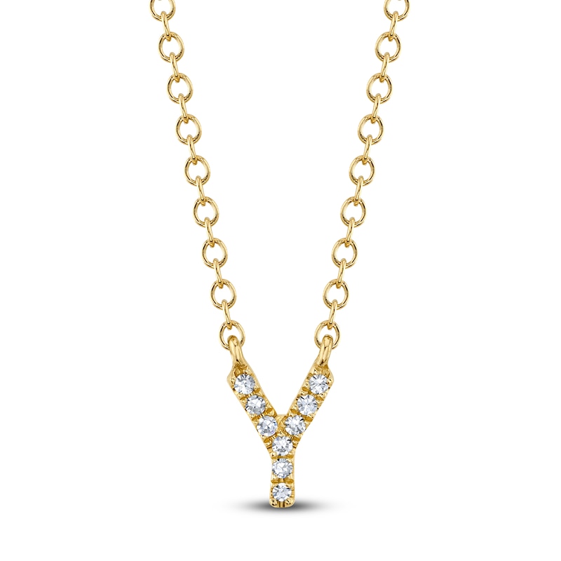 Main Image 1 of Shy Creation Diamond Accent Initial Y Necklace 14K Yellow Gold 18" J-SC55007904-Y