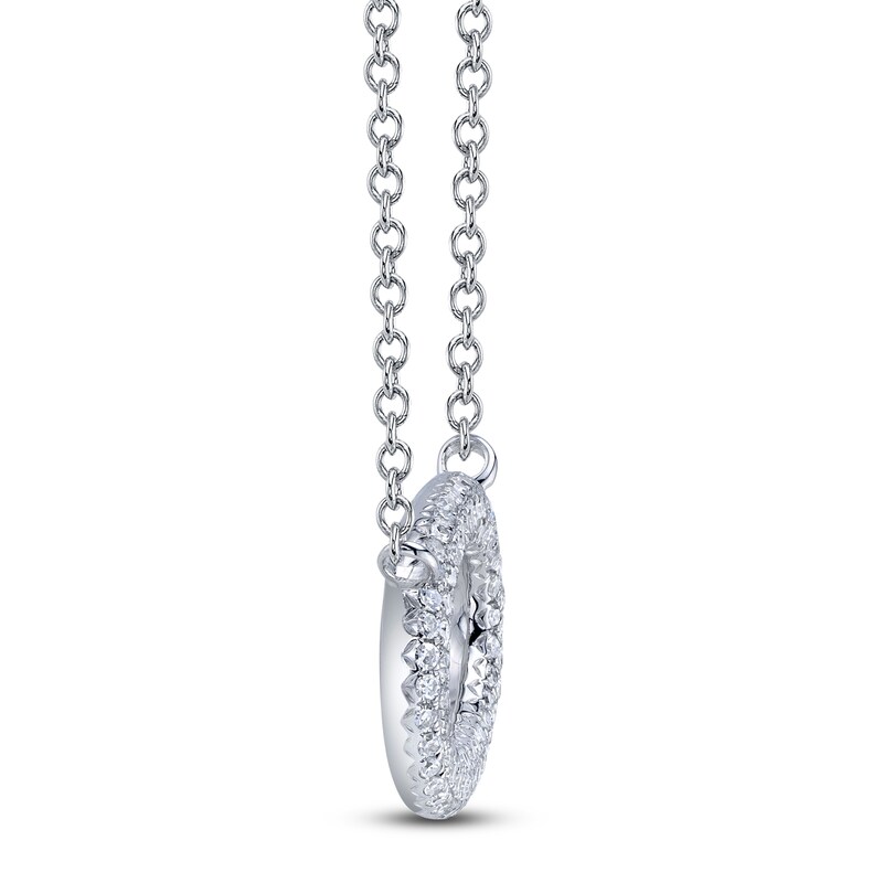 Main Image 2 of Shy Creation Diamond Sideways Oval Necklace 1/5 ct tw 14K White Gold 18" J-SC55024586