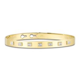 Shy Creation Baguette-Cut Diamond Station Bangle Bracelet 3/8 ct tw 14K Yellow Gold J-SC55024593ZS