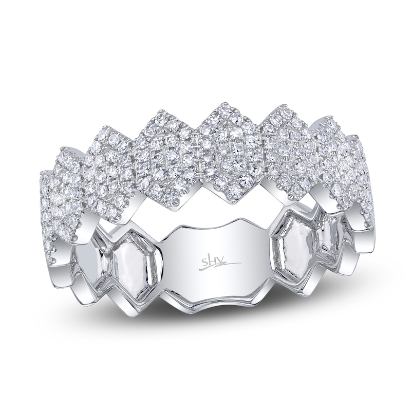 Shy Creation Multi-Diamond Hexagon Ring 1/3 ct tw 14K White Gold SC55024855V2Z7