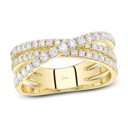 Shy Creation Diamond Three-Row Crossover Ring 3/4 ct tw 14K Yellow Gold SC55024862Z7