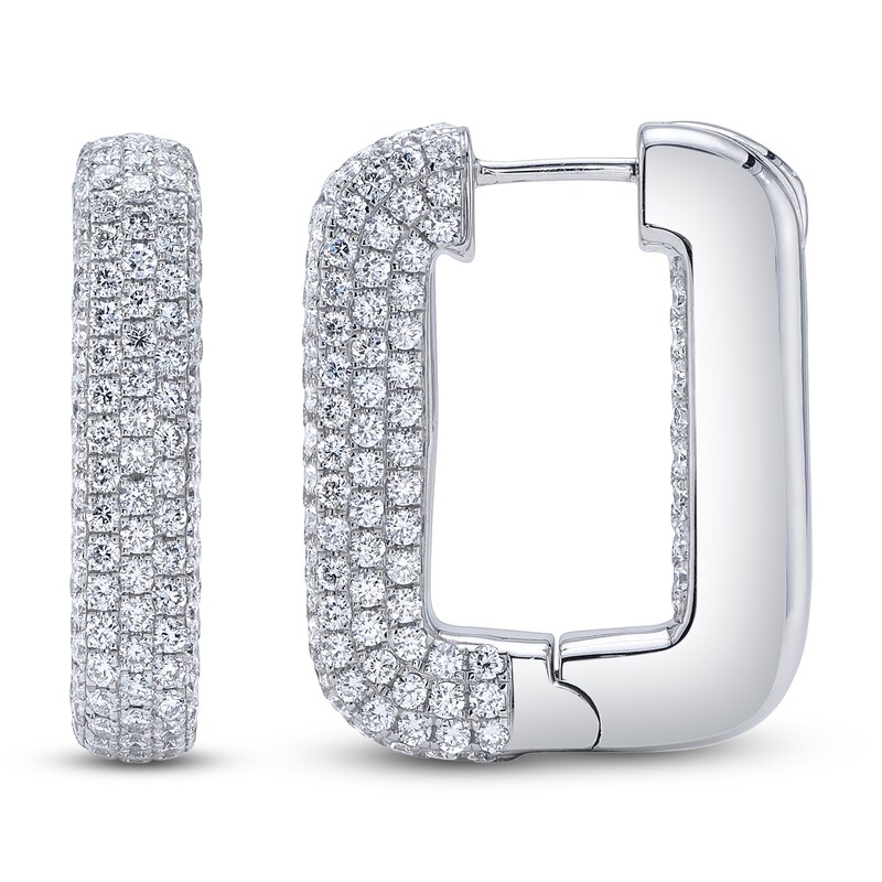 Main Image 1 of Shy Creation Diamond Angled Inside-Out Hoop Earrings 3-7/8 ct tw 14K White Gold J-SC55025299H1.00
