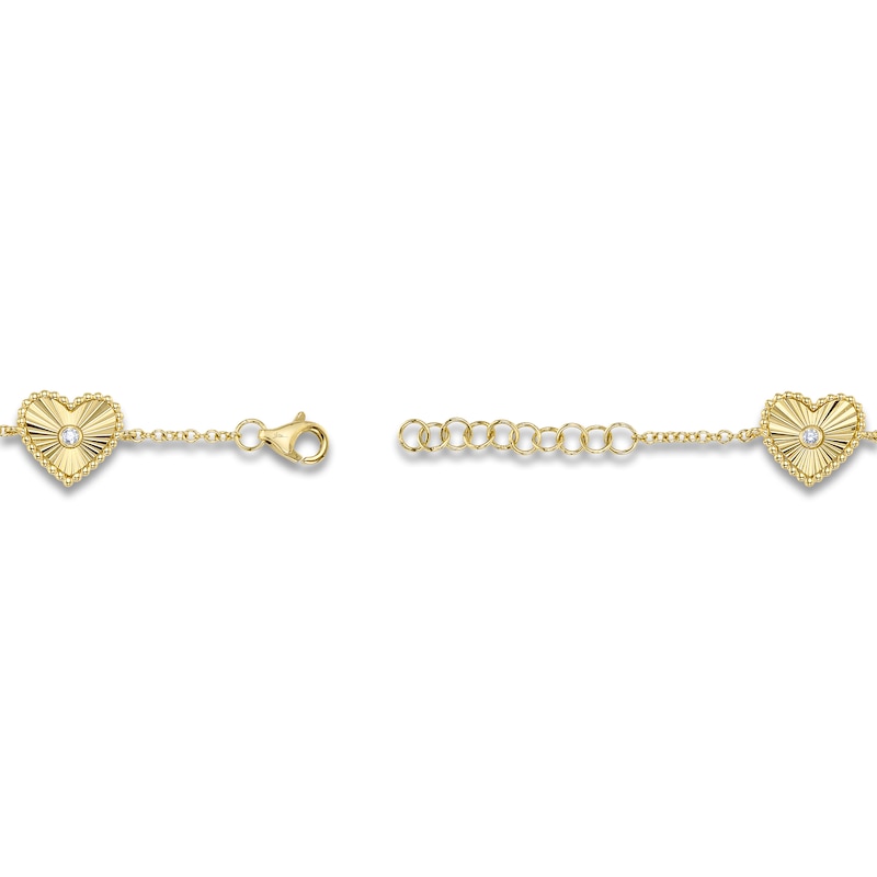 Main Image 3 of Shy Creation Diamond Beaded Heart Bracelet 1/10 ct tw 14K Yellow Gold 7" J-SC55025484
