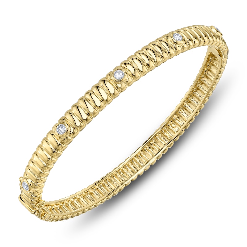 Main Image 1 of Shy Creation Diamond Ribbed Bangle 1/3 ct tw 14K Yellow Gold J-SC55026033ZS