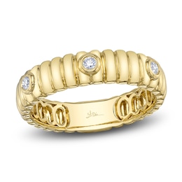Shy Creation Diamond Ribbed Ring 1/15 ct tw 14K Yellow Gold SC55026036Z7