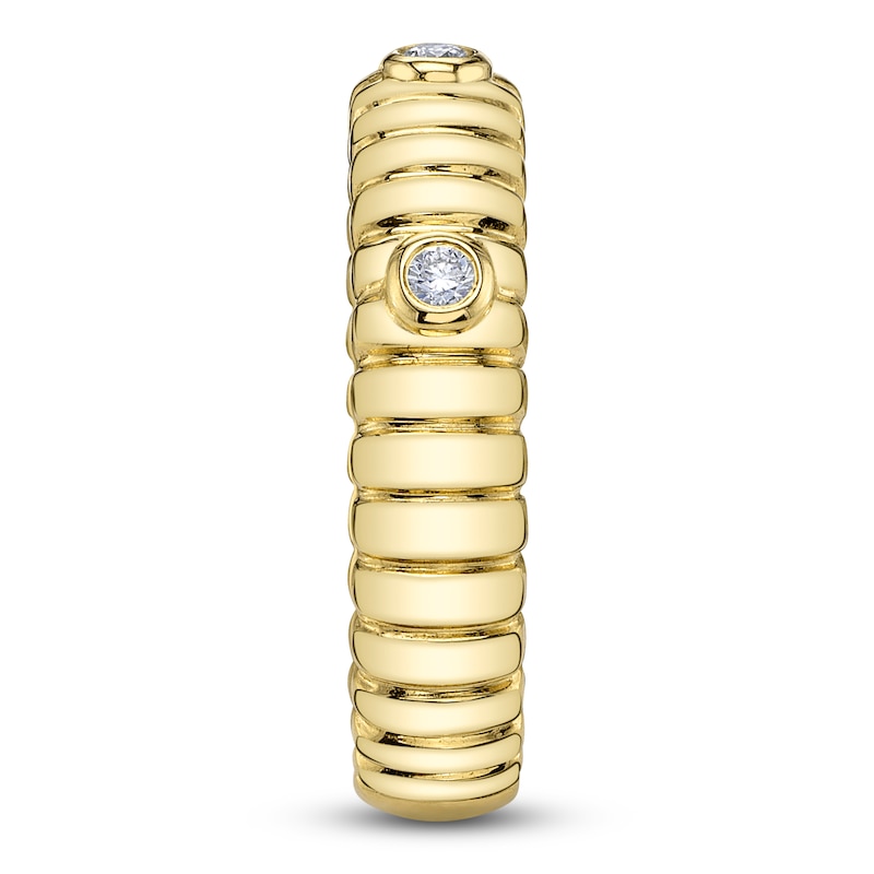 Main Image 2 of Shy Creation Diamond Ribbed Ring 1/15 ct tw 14K Yellow Gold SC55026036Z7