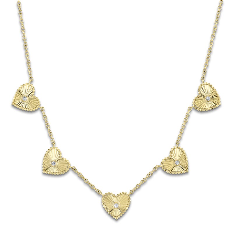 Main Image 1 of Shy Creation Diamond Beaded Heart Necklace 1/15 ct tw 14K Yellow Gold 18" J-SC55026090