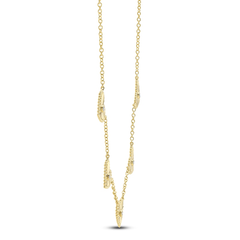 Main Image 3 of Shy Creation Diamond Beaded Heart Necklace 1/15 ct tw 14K Yellow Gold 18" J-SC55026090