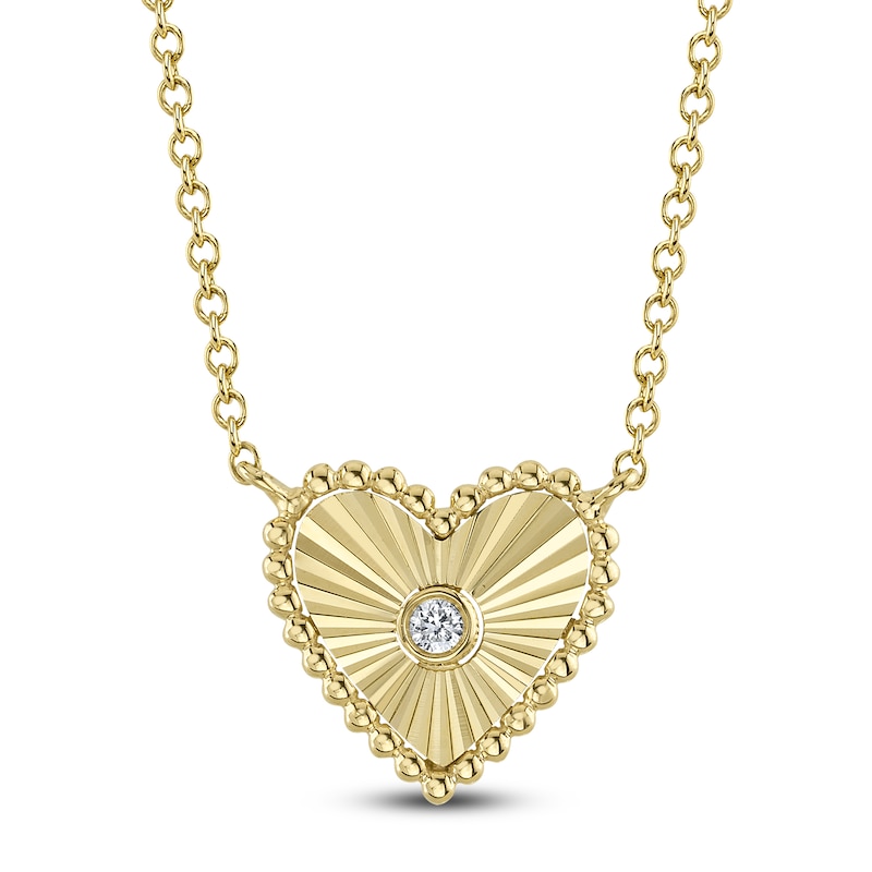 Main Image 1 of Shy Creation Diamond Accent Beaded Heart Necklace 14K Yellow Gold 18" J-SC55026096