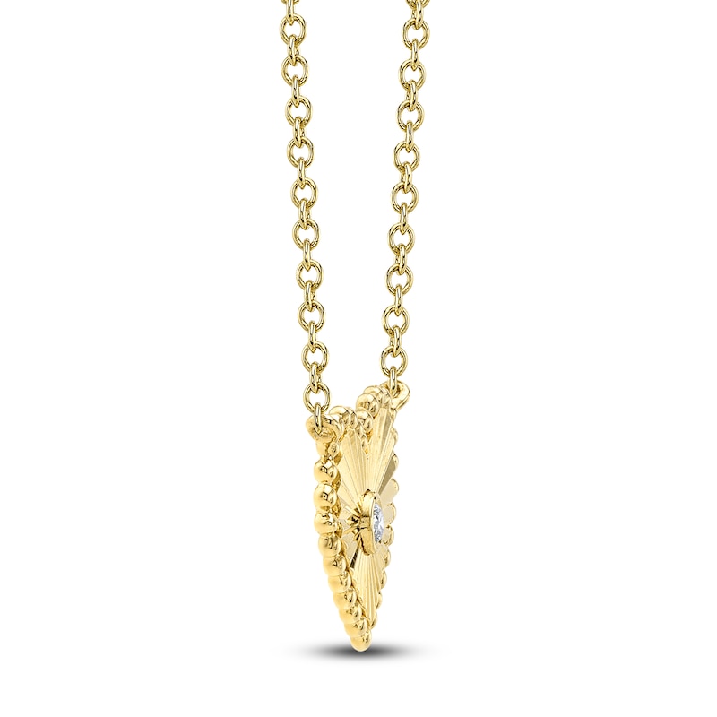 Main Image 2 of Shy Creation Diamond Accent Beaded Heart Necklace 14K Yellow Gold 18" J-SC55026096
