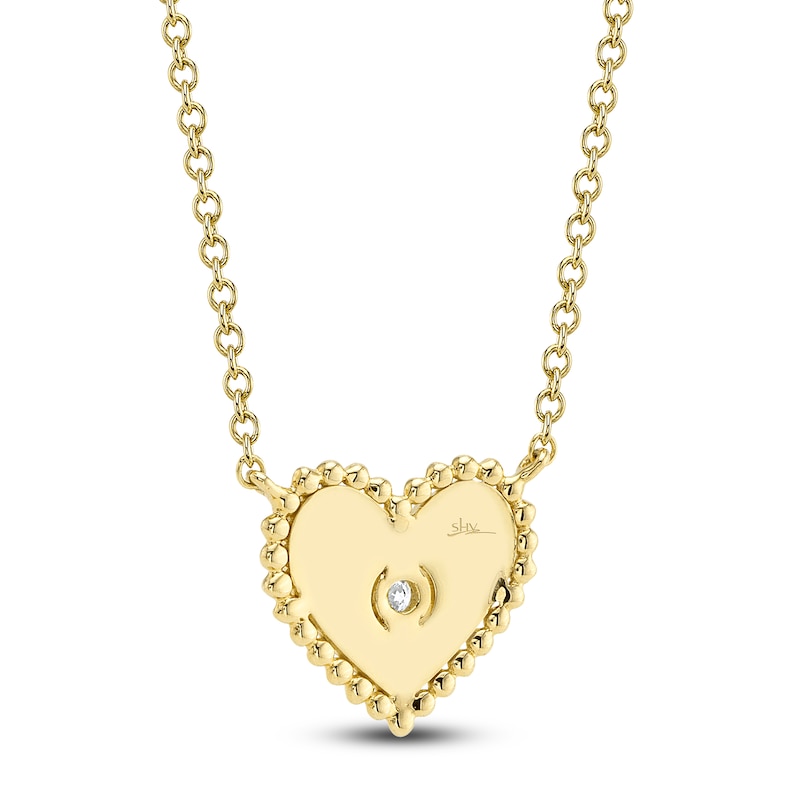 Main Image 3 of Shy Creation Diamond Accent Beaded Heart Necklace 14K Yellow Gold 18" J-SC55026096