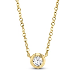 Shy Creation Diamond Solitaire Bezel-Set Necklace 1/5 ct tw 14K Yellow Gold 18" J-SC55012541