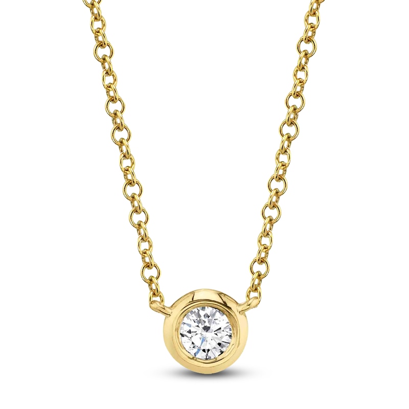 Main Image 1 of Shy Creation Diamond Solitaire Bezel-Set Necklace 1/5 ct tw 14K Yellow Gold 18" J-SC55012541