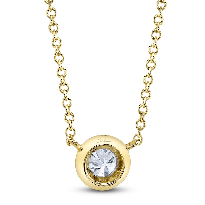 Main Image 3 of Shy Creation Diamond Solitaire Bezel-Set Necklace 1/5 ct tw 14K Yellow Gold 18" J-SC55012541