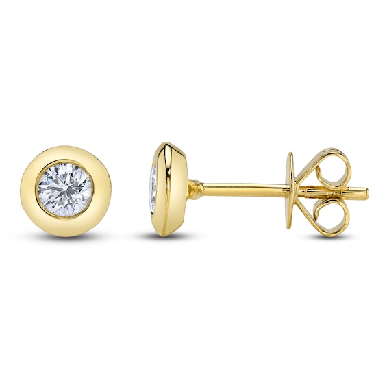 Shy Creation Diamond Solitaire Bezel-Set Stud Earrings 3/8 ct tw 14K Yellow Gold SC55012547