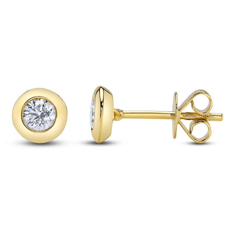 Main Image 1 of Shy Creation Diamond Solitaire Bezel-Set Stud Earrings 3/8 ct tw 14K Yellow Gold J-SC55012547