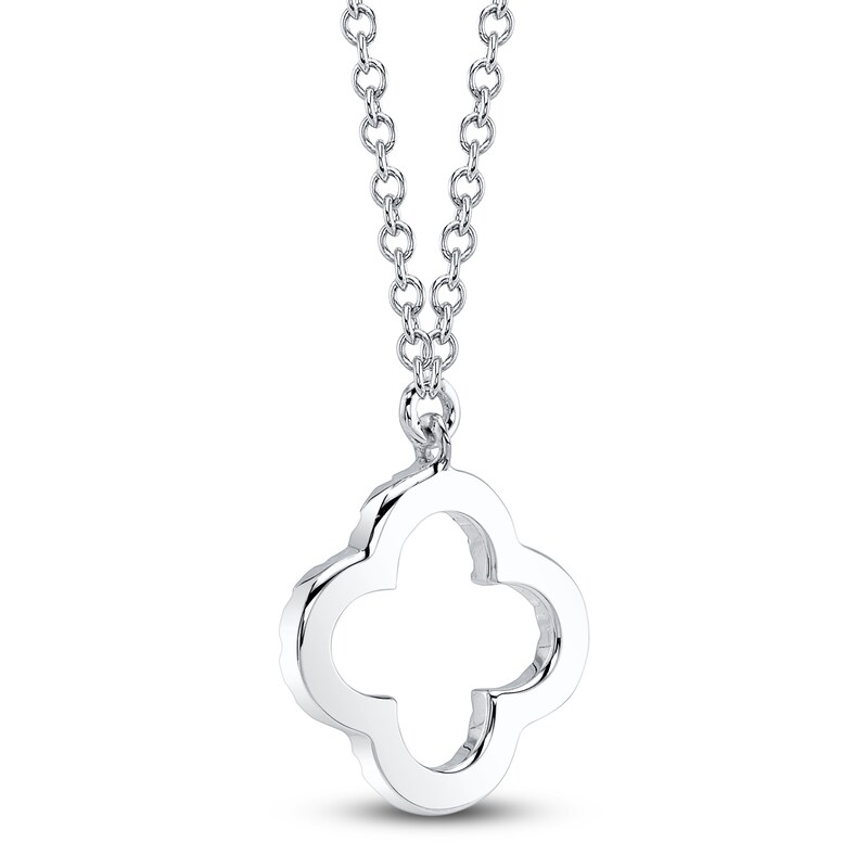 Main Image 3 of Shy Creation Diamond Clover Necklace 1/20 ct tw 14K White Gold 18" J-SC55019617