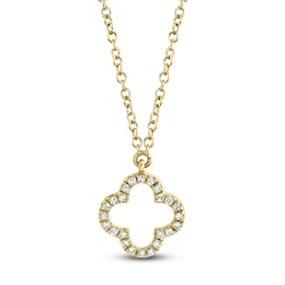Shy Creation Diamond Clover Necklace 1/20 ct tw 14K Yellow Gold 18" J-SC55019618