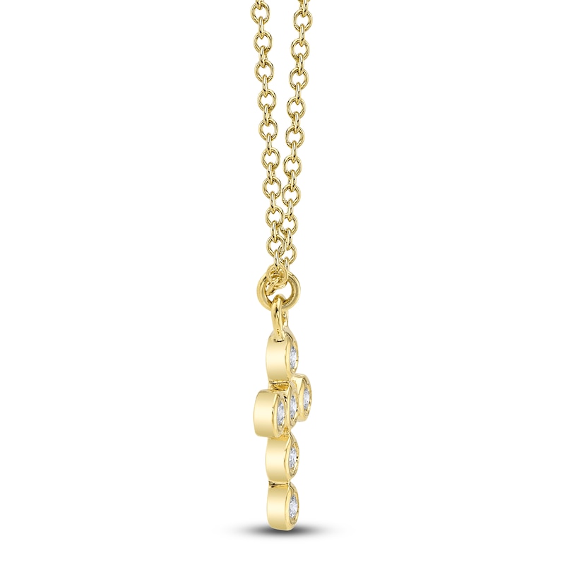 Main Image 2 of Shy Creation Diamond Bezel-Set Cross Necklace 1/15 ct tw 14K Yellow Gold 18" J-SC55021367V2