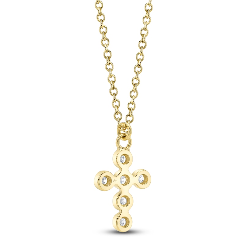 Main Image 3 of Shy Creation Diamond Bezel-Set Cross Necklace 1/15 ct tw 14K Yellow Gold 18" J-SC55021367V2