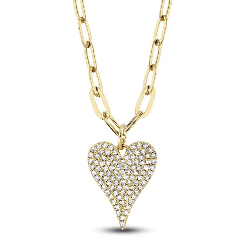 Main Image 1 of Shy Creation Diamond Heart Paperclip Chain Necklace 1/5 ct tw 14K Yellow Gold 18" J-SC55022785V2