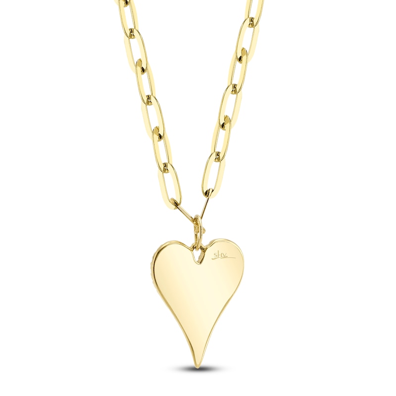 Main Image 2 of Shy Creation Diamond Heart Paperclip Chain Necklace 1/5 ct tw 14K Yellow Gold 18" J-SC55022785V2