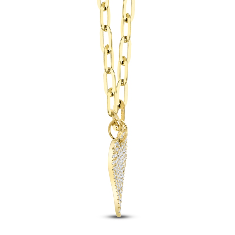 Main Image 3 of Shy Creation Diamond Heart Paperclip Chain Necklace 1/5 ct tw 14K Yellow Gold 18" J-SC55022785V2