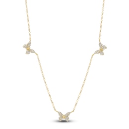 Shy Creation Diamond Butterfly Necklace 1/5 ct tw 14K Yellow Gold 18" J-SC55024047