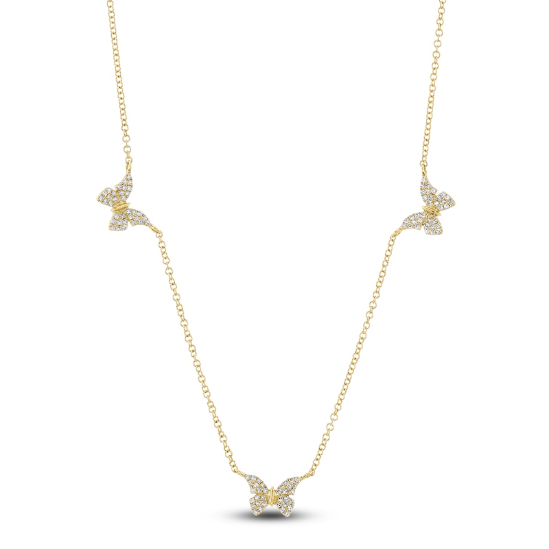 Main Image 1 of Shy Creation Diamond Butterfly Necklace 1/5 ct tw 14K Yellow Gold 18" J-SC55024047