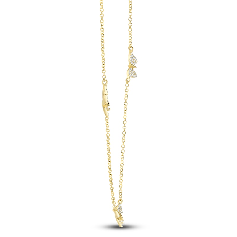 Main Image 2 of Shy Creation Diamond Butterfly Necklace 1/5 ct tw 14K Yellow Gold 18" J-SC55024047