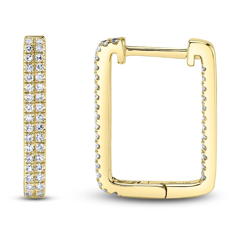 Main Image 1 of Shy Creation Diamond Diamond Angled Inside-Out Hoop Earrings 1/4 ct tw 14K Yellow Gold J-SC55024155H0.60