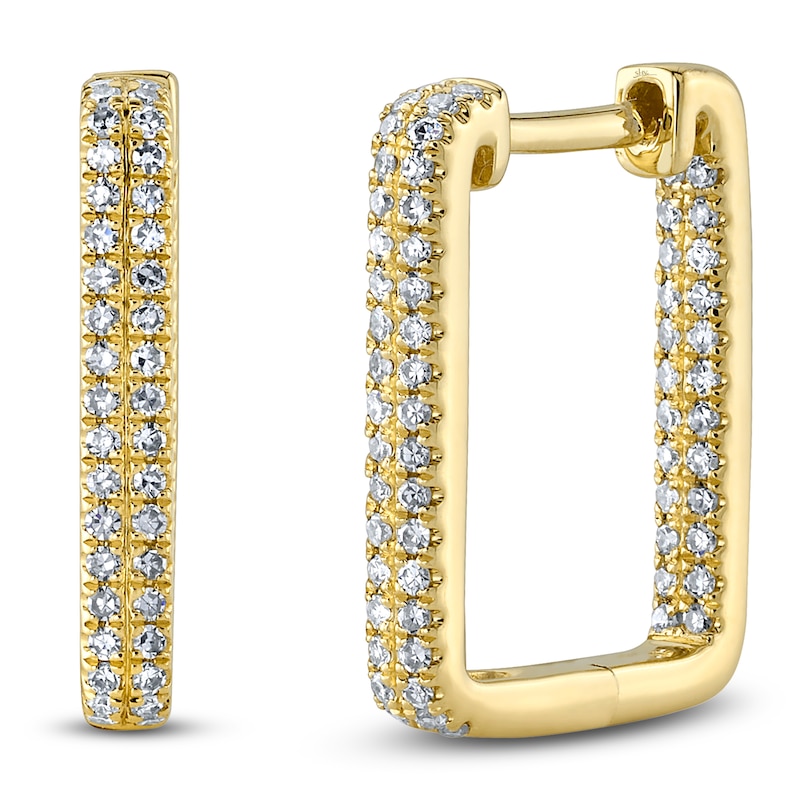 Main Image 2 of Shy Creation Diamond Diamond Angled Inside-Out Hoop Earrings 1/4 ct tw 14K Yellow Gold J-SC55024155H0.60