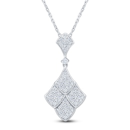 Brilliant Moments Diamond Shield Drop Necklace 3/8 ct tw 14K White Gold 18"