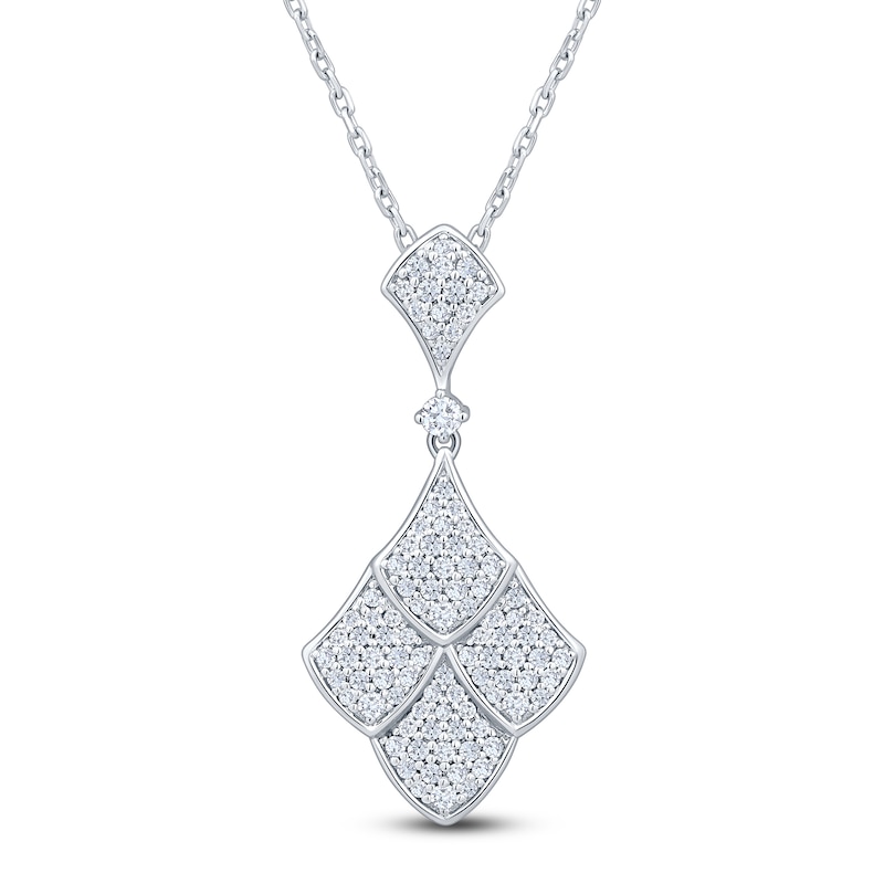 Main Image 1 of Brilliant Moments Diamond Shield Drop Necklace 3/8 ct tw 14K White Gold 18"