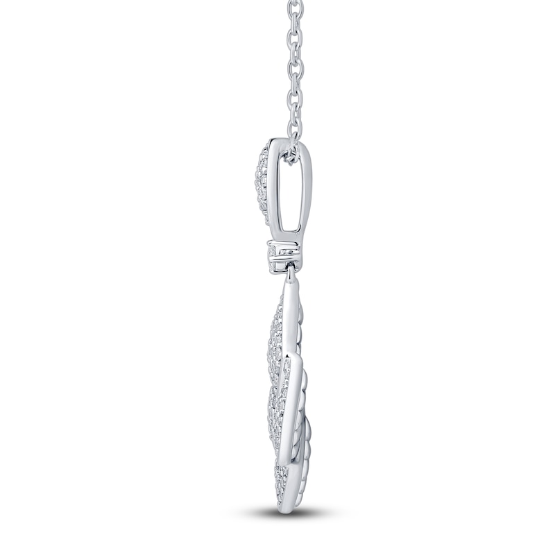 Main Image 2 of Brilliant Moments Diamond Shield Drop Necklace 3/8 ct tw 14K White Gold 18"