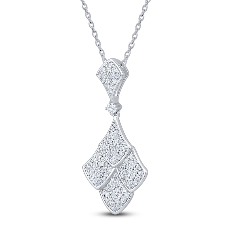 Main Image 3 of Brilliant Moments Diamond Shield Drop Necklace 3/8 ct tw 14K White Gold 18"