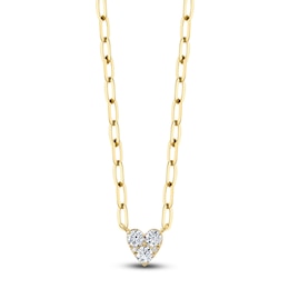 Shy Creation Multi-Diamond Heart Necklace 3/8 ct tw 14K Yellow Gold 18" SC55022917