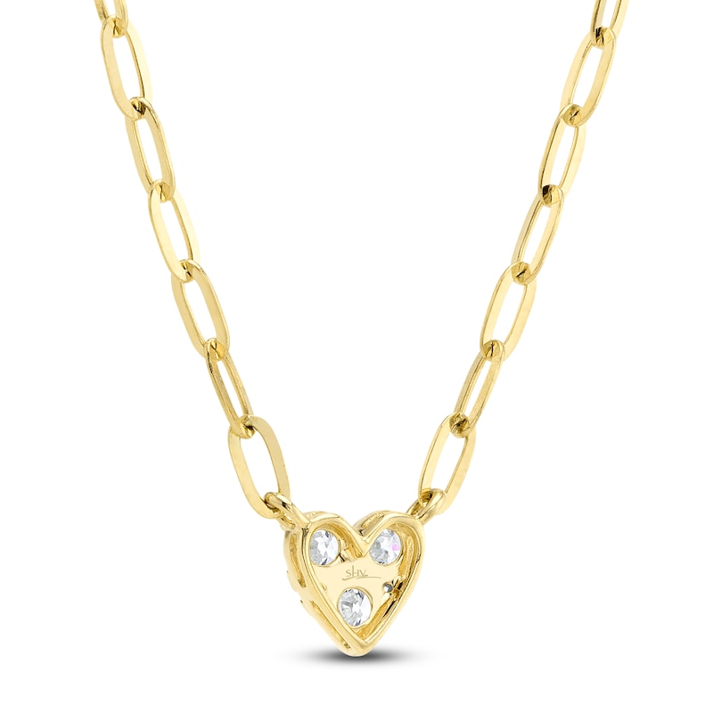 Main Image 3 of Shy Creation Multi-Diamond Heart Necklace 3/8 ct tw 14K Yellow Gold 18" SC55022917