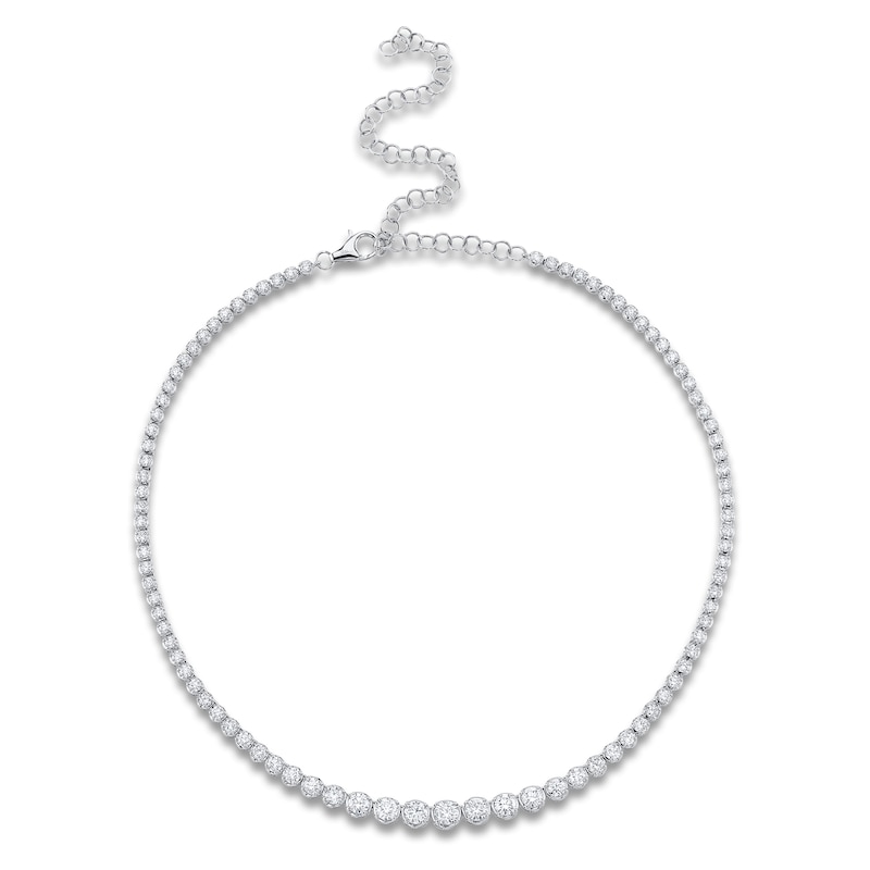 Main Image 1 of Shy Creation Graduated Diamond Riviera Necklace 6-3/8 ct tw 14K White Gold 18" SC55022934V4